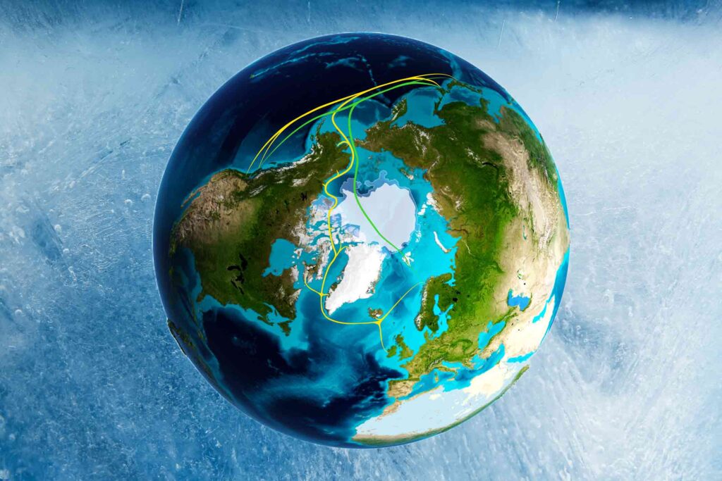 Globe showing two Polar Connect possible links